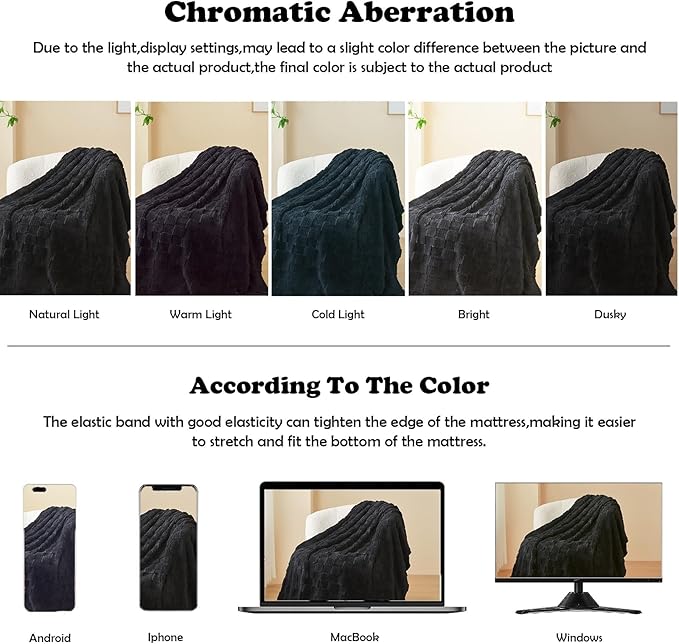 NEWCOSPLAY Super Soft Throw Blanket Black Premium Silky Flannel Fleece 3D Checkered Lightweight Bed Blanket All Season Use (Black Checkered, Throw(50"x70"))