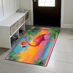 Flamingos Area Rug 2x3 ft Entry Rug Washable Boho Rugs Non Slip Low Pile Floral Door Mat Small Carpet for Bedroom, Bedside, Kids Room, Office, Dining Room