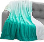 Elegant Comfort Throw Blanket, Reversible Sherpa Flannel, Ultra-Soft, Fuzzy, Cozy and Plush- All Season Lightweight Decorative Throw, 50 x 60 inches, Ombre Design Sherpa Throw, Tiffanny