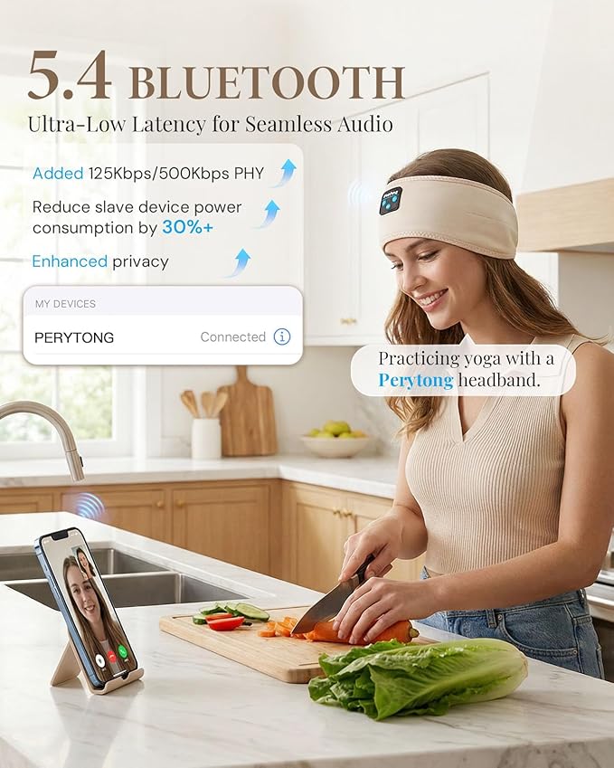 Sleep Headphones Bluetooth 5.4 Headband, Wireless Sleep Headphones with Ultra-Thin Stereo Speakers for Side Sleepers, Sports Headband Music Earphones Eye Mask for Nap Jogging Running Workout Air