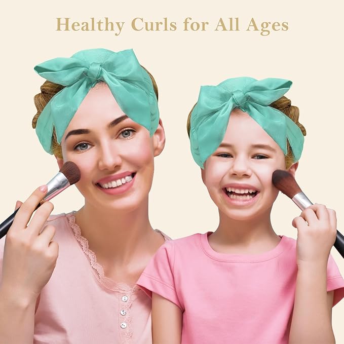 Satin Heatless Hair Curler Curls Overnight Hair Curlers to Sleep in, Hair Curlers No Heat Curls Overnight, Heatless Curling Set for Women Long Hair - 8 Pcs (Green)