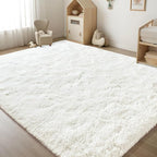 ISEAU Fluffy Rug Carpets Soft Shaggy Area Rugs Indoor Floor Mats for Kids Room Fuzzy Carpet Comfy Cute Nursery Mat Bedside for Boys Girls Bedroom Living Room Home Decor, 6ft x 9ft, Cream White
