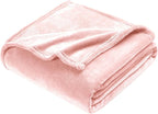 DREAMNINE Soft Plush Fuzzy Fleece Throw Blanket for Couch Sofa Chair 50" x 60", Decorative Solid Lightweight Fluffy Velvet Blankets for Women Girl, Cozy Accent Shaggy Flannel Blanket for Bedroom, Pink