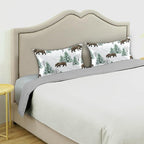 Bear Print Satin Pillowcase Queen Size, Winter Forest Silk Pillow Case with Envelope Closure, Satin Pillowcase for Hair and Skin, 20x40 inches, White, 1 PC