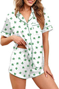 Ekouaer Womens Silk Satin Pajamas Set Short Sleeve Sleepwear Button Down Loungewear 2 Piece Pjs Shorts Set S-5X Plus Size