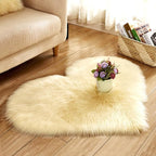 Faux Fur Sheepskin Heart Shaped Area Rugs, 12"x16" Luxurious Wool Love Floor Carpets Bathroom Non-Slip Mat for Home Decor Nursery Living Room Bedroom Pet Kids and Baby Room (Light Yellow)
