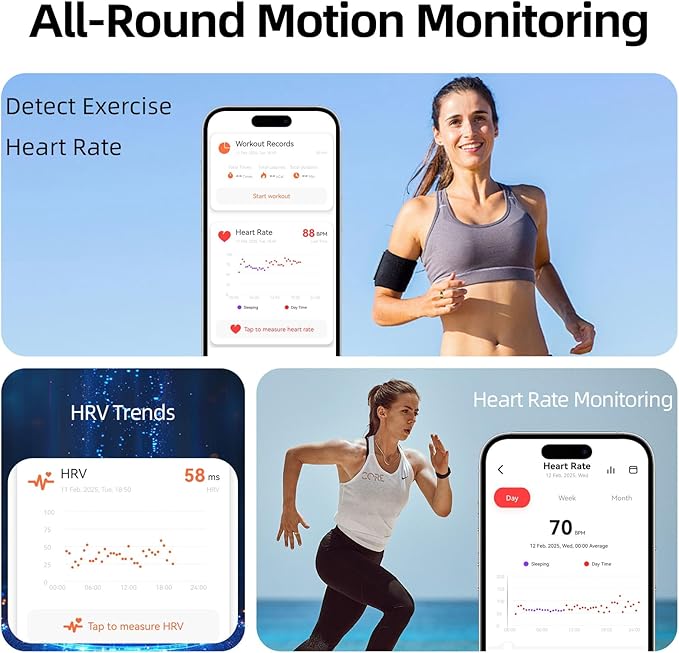Smart Ring for Women&Men-Activity/Sleep/Heart Rate/HRV/Stress/Women's Health Tracker-IP68 Waterproof/Wearable-No Subscription Fee Required-Compatible with iPhone &Android