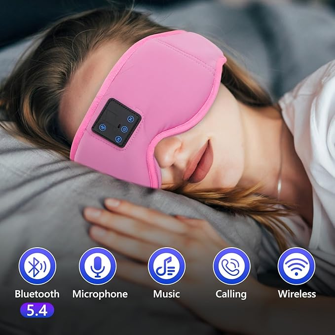Aurya Sleep Mask with Bluetooth Headphones, 3D Eye Mask for Sleeping, 5.4 Wireless Sleeping Headphones with Ultra-Thin HD Stereo Speaker for Side Sleeper, Office Nap, Air Travel, Meditation