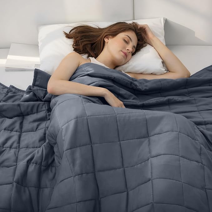 Weighted Idea Weighted Blanket for Adults (Dark Grey,80"x87",25lbs) Cooling Breathable Heavy Blanket with Premium Glass Beads All-Season Soft Thick Comfort