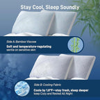 Lyralith Shredded Memory Foam Cooling Soft Bamboo Viscose Pillow King Size, Adjustable Hypoallergenic Hotel Quality Bed Pillow for Side, Stomach and Back Sleeper, Oeko-TEX Certified