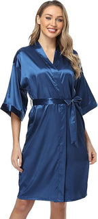 Women's Satin Robes Set with Nightgown Silk Kimono Pajamas 2 Piece Sleepwear Camisole Wedding Bride Gown Set