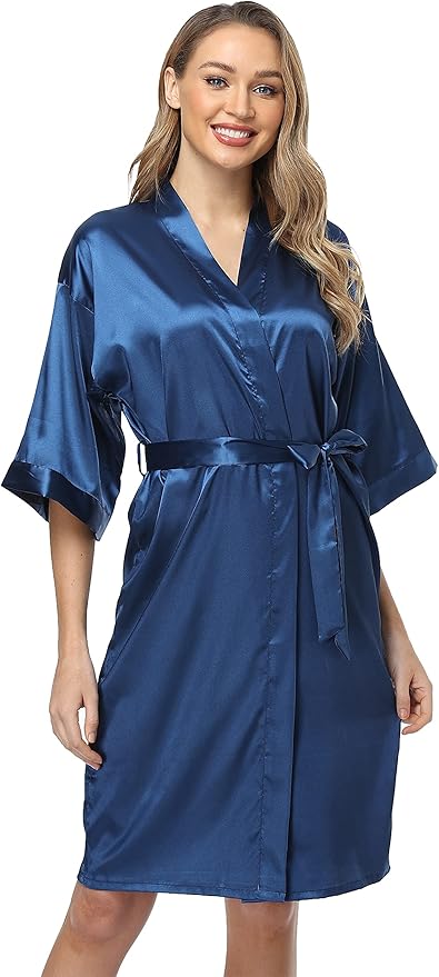 Women's Satin Robes Set with Nightgown Silk Kimono Pajamas 2 Piece Sleepwear Camisole Wedding Bride Gown Set