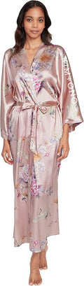 KIM+ONO Plus Size Luxury Kimono Robe for Women | Long Satin Floral Robe | Original Design | Removable Waist Tie Closure
