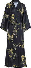 Aensso Long Soft Lightweight Silky Kimonos Robes for Women, Luxury Japanese Floral Womens Kimono Robe