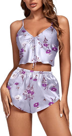 OPOIPIN Women's 3 Piece Pajama Set Sexy Cami Top and Shorts with Robe Sleepwear Loungewear Set