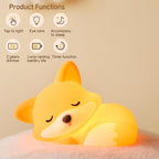 Led Cute Fox Night Light, 2 Levels Dimmable Timer Nursery Nightlight for Kids, Rechargeable Touch Bedside Lamp, Used for Camping Party Room Decor(Fox)