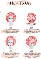 Double Layer Satin Bonnet with Detachable Eye Mask Night Cap for Curly Braids Hair Reduces Frizz Locks in Moisture