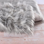 ORINOVA Silver Grey Plush Faux Sheepskin Fur Area Rugs for Bedroom Nursery Washable Shag Rug 4x6 Rectangle Rug