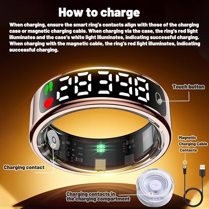 Smart Health Ring for Women Men, Smart Ring Fitness Tracker for iOS Android, Heart Rate, Blood Oxygen, Blood Pressure, Sleep Monitoring,5ATM Waterproof, No Subscription Fee (Silver, 13#)