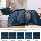 WRENSONGE Full Size Comforter Sets - 3 Pieces Serenity Blue Comforter Prewashed Soft Lightweight for All Seasons, Fluffy Down Alternative Comforter Full Size with 2 Pillow Shams