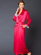 Julianna Rae Women's 100% Silk Robe, Lace Trim, Indulgence Collection, Lingerie, Beautiful Gift Packaging