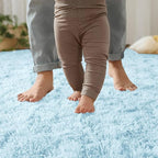 YJ.GWL Runner Rugs for Hallway, 2x4 Washable Small Light Blue Bedside Rugs for Living Room Bedroom, Soft Fluffy Shaggy Indoor Floor Carpet for Kids Boy and Girls Room Nursery Home Decor Aesthetic