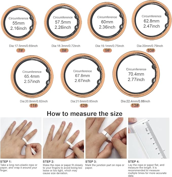Smart Ring for Women Men,Fitness Ring with 24/7 Activity Tracking,Stress,Sleep Monitoring,No APP Subscription Fees,Compatible with iOS & Android, HarmonyOS Rose Gold, 7#