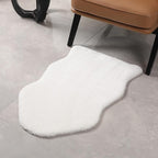 Faux Sheepskin Rug 2x3 Ft, 18mm Medium Pile Small Fluffy Area Rug, Machine Washable Mini Plush Carpet for Bedroom, Living Room, Kids Room, Bathroom & Vanity, White