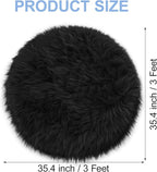 Black Round Rug for Bedroom, Fluffy Circle Rug 3 3 Feet for Kids Room, Furry Carpet for Teen's Room, Shaggy Circular Rug for Nursery Room, Fuzzy Plush Rug for Dorm, Black Carpet