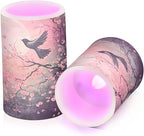 Peach Blossom Moon Bird Flameless Candles Battery Operated Color Changing LED Candles with Remote Control Timer Outdoor Indoor 2 Pack