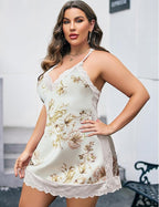 Avidlove Women Lingerie Plus Size Satin Lace Chemise Nightgown Sexy Full Slips Sleepwear L-4XL