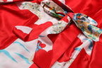 Valennia Women Long Silky Bathrobe Satin Kimono Robe Floral Printed Dressing Gown Sleepwear
