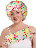 Double Layer Satin Bonnet with Detachable Eye Mask Night Cap for Curly Braids Hair Reduces Frizz Locks in Moisture