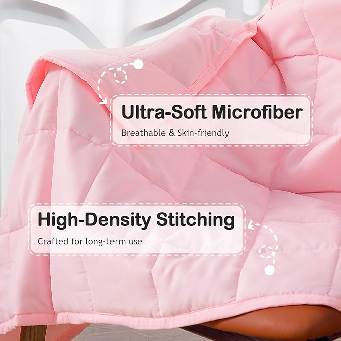 Kivik Weighted Blanket 3 lbs, Small Weighted Blanket 3 Pounds, Mini Heavy Blanket Throw, Breathable Cooling & Warm Blankets, Machine Washable, 36x48 Inches Pink