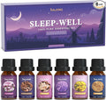 SALKING Sleep Essential Oils Set, Pure and Natural Essential Oils, Fragrance Oil Scented Oils for Oil Diffusers 6 x 10 ML - Lavender, Vetiver, Sandalwood, Valerian, Helichrysum, Benzoin…