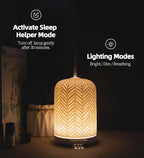 Onaboviva Essential Oil Diffuser - 2.4MHz Ultrasonic Ceramic Diffuser for Home, 120ml, Pulse&Continuous Mist, Bright/Dim/Breathing Lighting, Waterless Auto-Off, Aromatherapy Diffuser with USB Cable