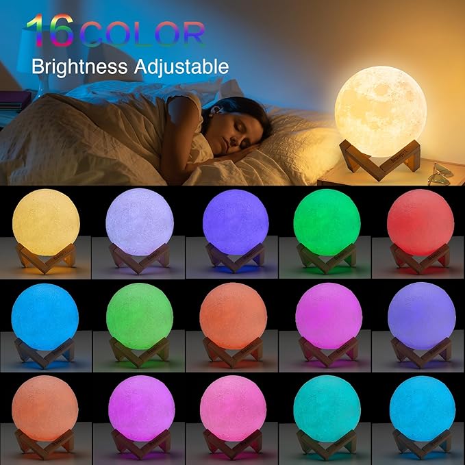 Moon Lamp Galaxy Lamp Upgraded Timing 4.7 Inch 16 Colors 3D Moonlight Galaxy Light,Moon Night Light for Adults,Kids Lamp Moon Gifts for Women Girls Boys Bedroom