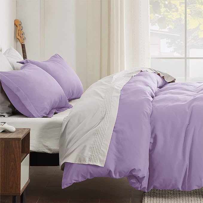 Bedsure Duvet Cover Full Size - Soft Double Brushed Bedding Set for Kids & Adults, Zipper Closure, 3 Pieces, Includes 1 Duvet Cover (80"x90") & 2 Pillow Shams, NO Comforter, Orchid Bloom