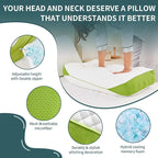 Luxury Hotel Cooling Pillow for Sleeping,Medium Firm Shredded Memory Foam Pillows King Size Set of 2,with Zipper Adjustable Supportive