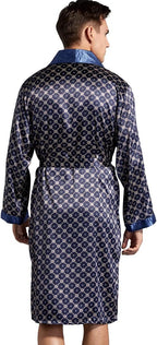 Haseil Men's Satin Robe Dragon Luxurious Silk Spa Long Sleeve House Kimono Bathrobe