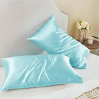 BEDELITE Satin Pillowcase for Hair and Skin, Super Soft and Cooling Similar to Silk Pillow Cases 2 Pack with Envelope Closure, Gift for Women Men(20"x30" Queen Size, Blue)