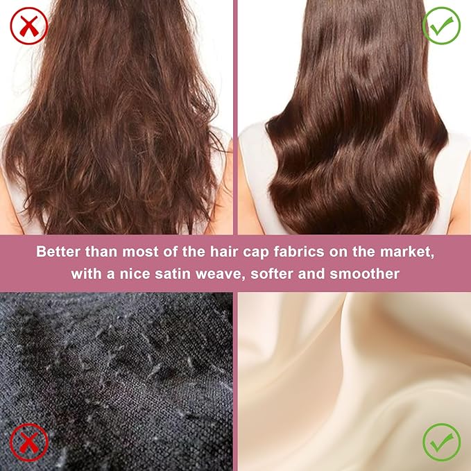 6Pcs Satin Bonnet Silk Bonnet, Hair Bonnet for Sleeping, Elastic Wide Band Silk Sleep Cap, Soft and Breathable