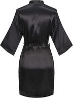 Women's Pure Color Satin Kimono Robe Short Bridesmaids Robe Dressing Gown