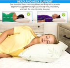 Elif King Size Pillows for Sleeping, Set of 2 – Cooling Shredded Memory Foam Pillows with Removable Cover for Back, Stomach & Side Sleepers, Rayon Derived from Bamboo, King (2 Pack)