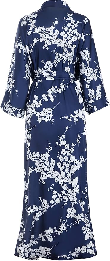 Aensso Long Soft Lightweight Silky Kimonos Robes for Women, Luxury Japanese Floral Womens Kimono Robe