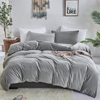 CLOTHKNOW Grey Velvet Comforter Set Twin/Twin XL 3Pcs Gray Fluffy Bedding Comforter Sets Gray Comforter Twin Sets Soft Grey Comforter Sets