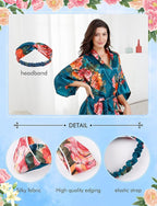 EPLAZA Silk Robes for Women Satin Robe Short Sexy Print Flower Kimono Loungewear Wedding Bridal Party