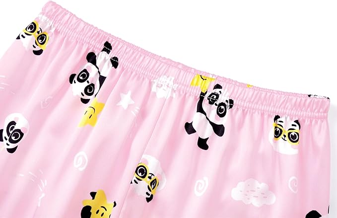 Beezizac Little & Big Girls Satin Silky Button Pajama Summer Short Sleeves Set Trendy Outfit Kid Size 6-16