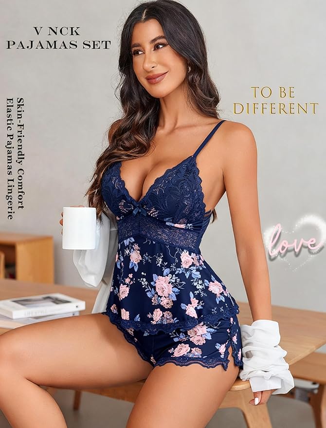 Avidlove Womens Sweetness Cami Set Lace Camisole Lingerie Nightwear Sexy Pajamas Lounge Sets