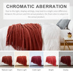 BOURINA Burgundy Throw Blanket 50 x90 Inches Throw Textured Solid Soft Sofa Throw Bed Runner Couch Cover Knitted Decorative Blanket Bed Runner
